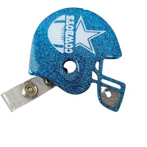 Blue Glitter Football Helmet Badge Reel